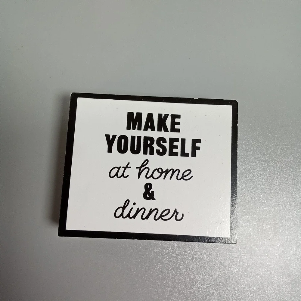 Make Yourself At Home and Dinner Wooden Box Sign Black White Farmhouse Decor 4x4